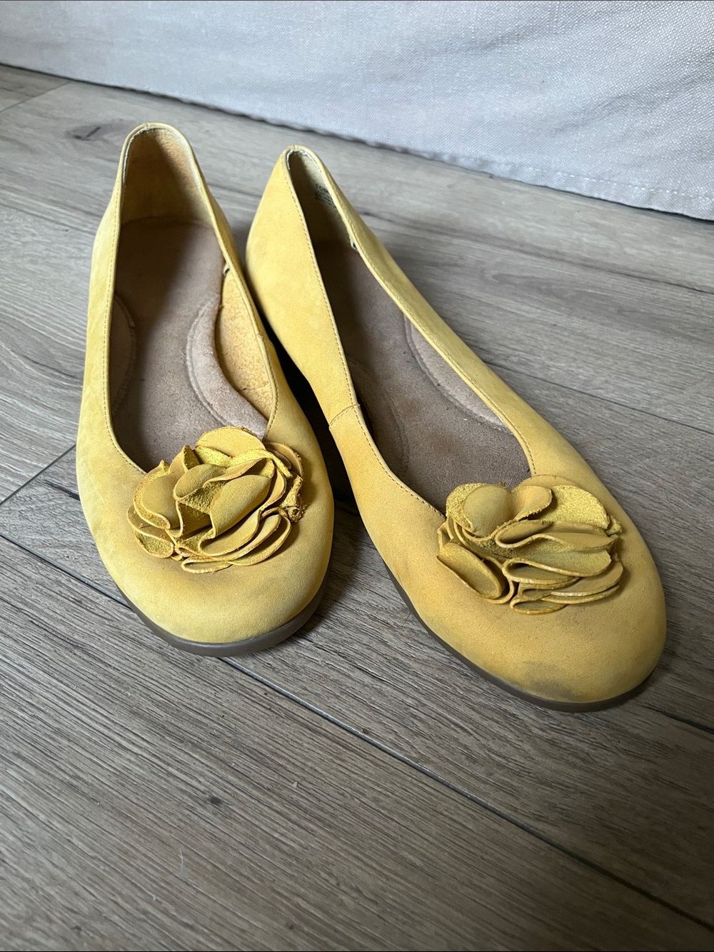 Yellow Floral Suede Aerosoles Ballet Flats